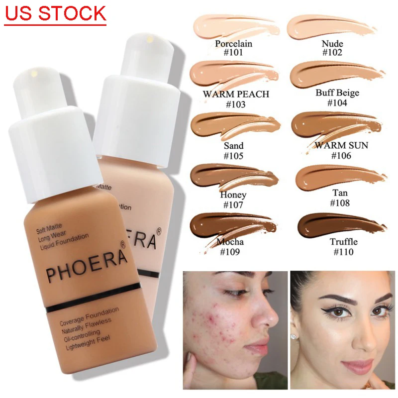 

30ml Foundation Base Soft Matte Long Wear Oil Control Concealer Liquid Cream Women Fashion Makeup Waterproof S1