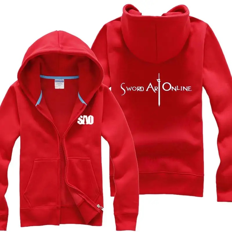 

High-Q Unisex SAO Sword Art Online Hoodie Cardigan Hooded Jacket Cotton Casual Caot Hoodie Sweatshirts