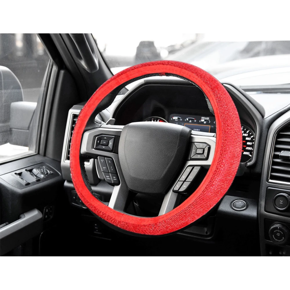 

MUCHKEY Brand For Ford F150 2018 Car Steering Wheel Cover Luxury Crystal Leather Anti-Slip Auto Accessories Interior