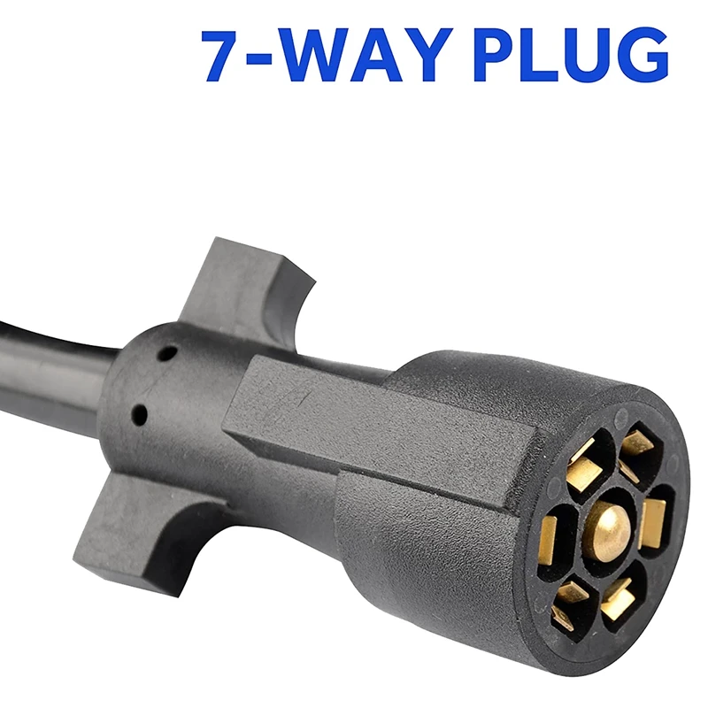 

Heavy Duty 7 Way Plug Inline Trailer Cord with 7 Gang Junction Box - 8 Feet Trailer Connector Cable Wiring Harness