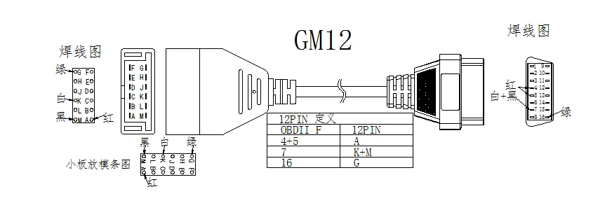 Новейший OBDII OBD2 12 контактный разъем адаптер для G--M 12pin до 16pin Авто Диагностический
