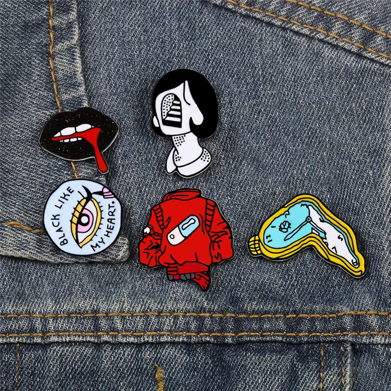 Эмалированные значки в виде таблетки глаз губ часы модная рубашка рюкзак лацкан