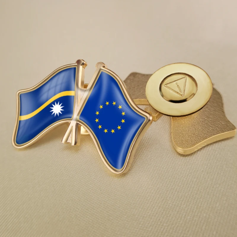 Европейский союз и Nauru перекрестные двойные фотообои брошь | Украшения