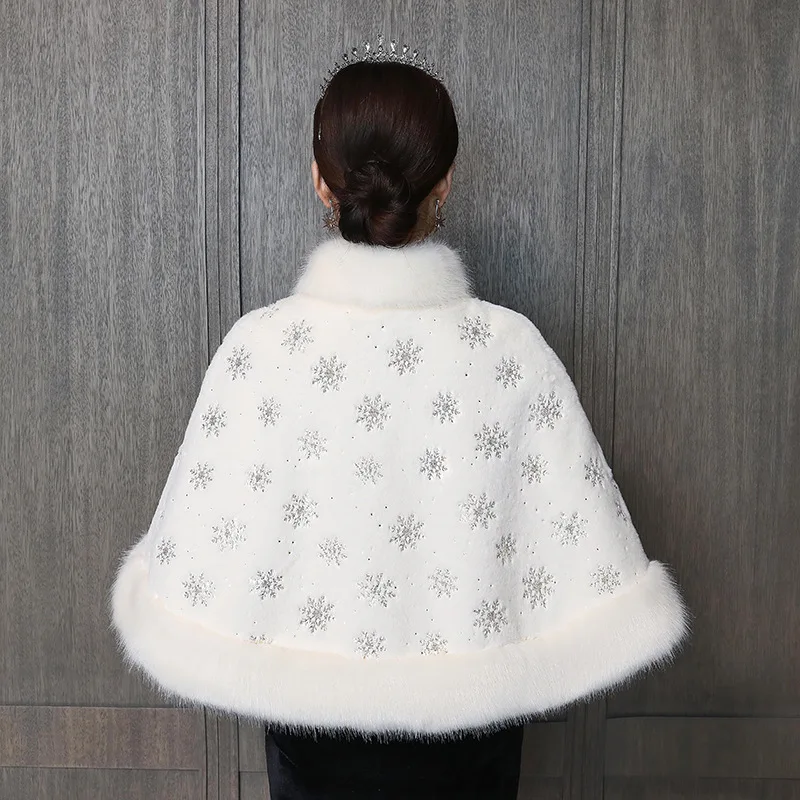 Wedding Cape Shawl Elegant Faux Fur Bridal Wraps Women Stoles Evening Party Jackets Bolero De Mariage PJ134 |