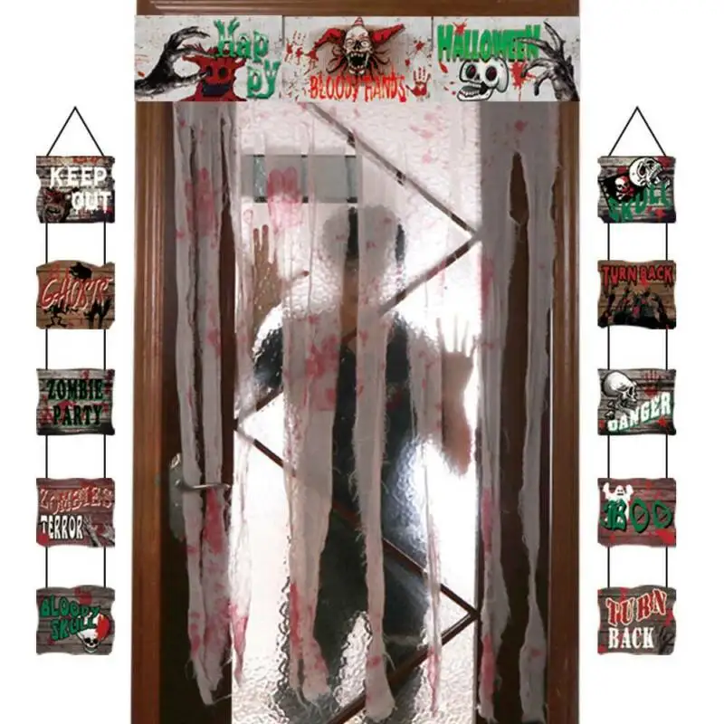

Halloween Printed Keep Out Doorway Curtain Entrance Drape Decor Sets Props Event Party Supplies Door Cover House Decoration