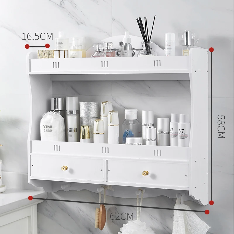 

Large Desktop Cosmetics Receiving Box Toilet Rinse Stand Dressing Frame Dressing Cosmetic Box Wall Hanging No Perforation