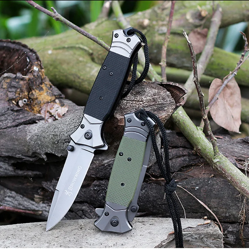 

120PCS Browning Camping Folding Knife Stainless Steel Pocket Knife G10 Handle Outdoors Tactical Survival Knives EDC Tool
