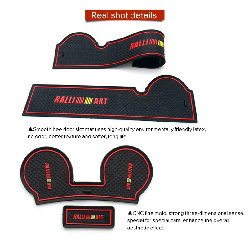 Anti-slip Car Door Rubber Cup Cushion Slots Mat for Mitsubishi Lancer Ralliart EVO X Galant Fortis EX 2008~2016 Pads Accessories |