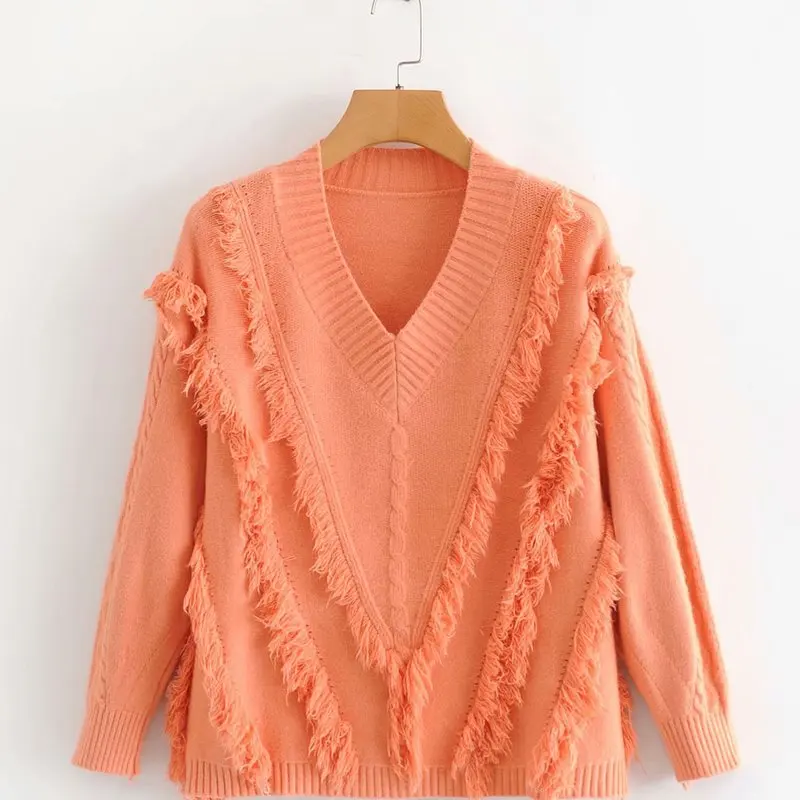 Модные новые европейские и американские модные TL40-7143 пуловеры с бахромой |