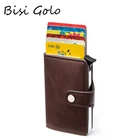 BISI GORO 2021 смарт-Кошелек, Чехол для карт, металлический RFID-кошелек с защитой от кражи, алюминиевый футляр, держатель для карт для мужчин и женщин, повседневный кошелек из искусственной кожи
