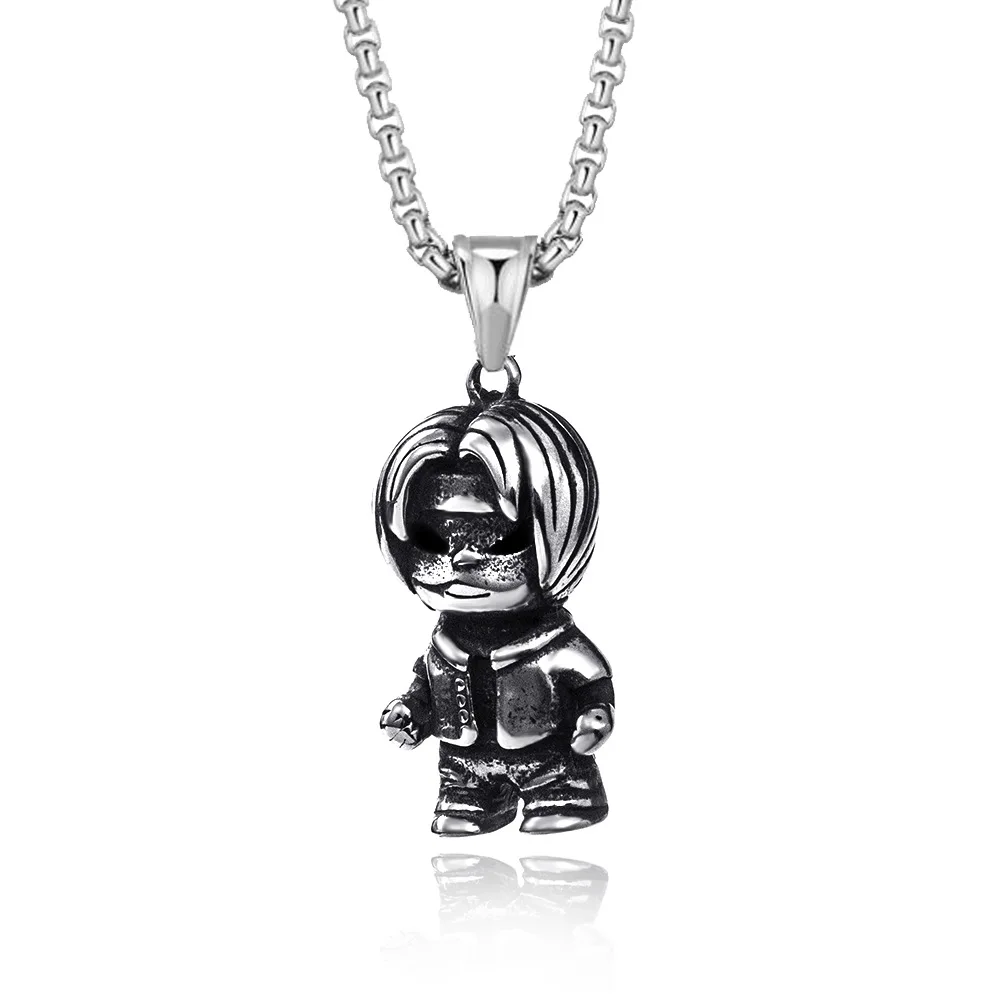 

New 2021 Hip Hop Fashion Stainless Steel Astronaut Necklace Pendant Long Chain Pendant Punk Party Jewelry Gift