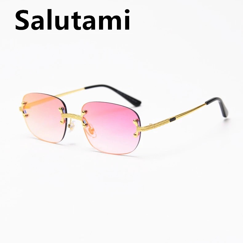 

Очки солнцезащитные зеркальные без оправы для мужчин и женщин, винтажные модные брендовые квадратные солнечные очки из сплава, Ретро стиль,...