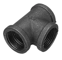 1pc 34 pipe tee black cast iron tee pipe decora pipe fitting with thread hole for vintage retro steampunk industrial tee