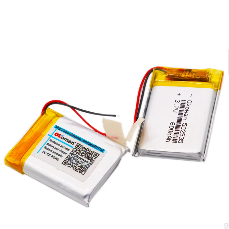 600mAh 3 7 V 502535 литий-полимерный Li-po Li ion Перезаряжаемые Батарея клетки для прожектора