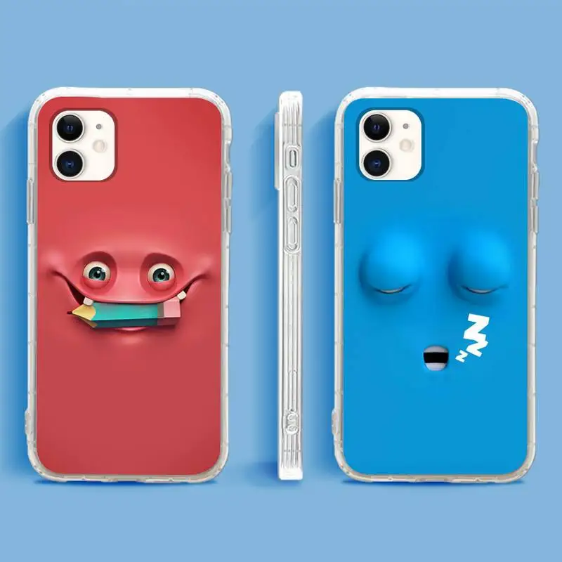 

3D funny face Phone Case For iPhone 13 12 11Pro Max 11 XR XS Max X Mini 8 7 6 SE 2020 Soft Transparent Cover
