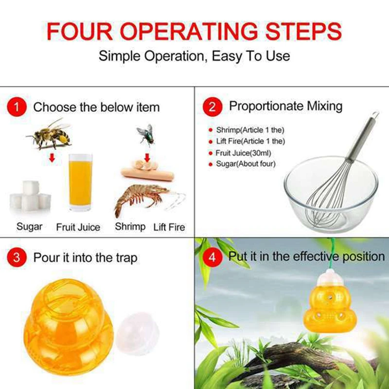 

3 Pack Wasp Trap and Hornet Trap Yellow Jackets Bee Catcher, Reusable Hanging Or Tabletop Outdoor