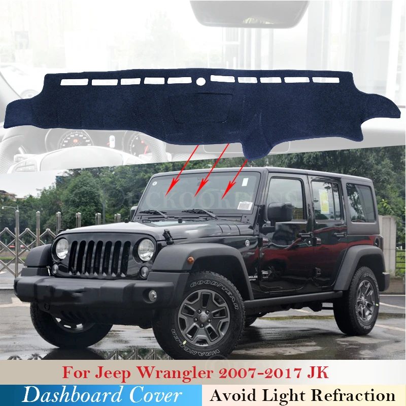 

Dashboard Cover Protective Pad for Jeep Wrangler 2007~2017 JK Car Accessories Dash Board Sunshade Carpet 2016 2015