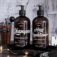 500ml brown glass soap dispenser hair conditioner hand washing body wash shampoo bottle liquid empty refill storage bottles