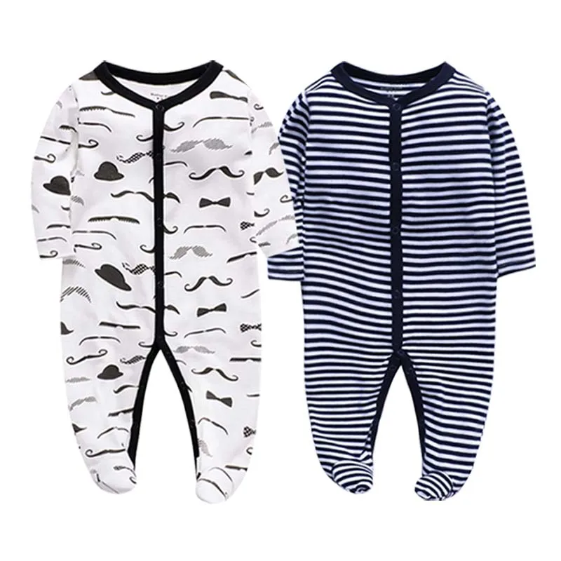 Newborn Baby Boys Girls Sleepers Pajamas Babies Jumpsuits 2 PCS/lot Infant Long Sleeve 0 3 6 9 12 Months Clothes Wholesale | Мать и