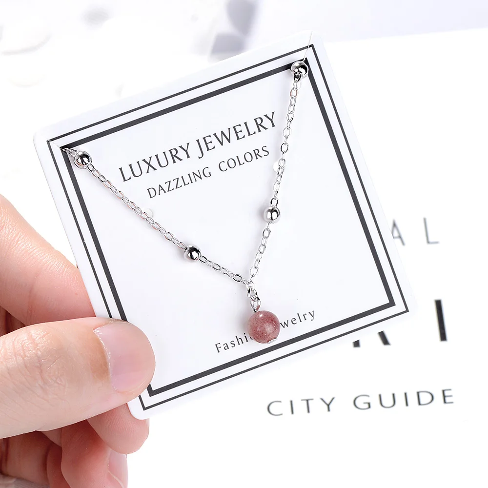 Простой модный браслет с натуральным клубничным кристаллом для женщин и девушек