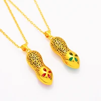 peanut shaped pendant chain women girl yellow gold filled gift pretty fashion charm jewelry