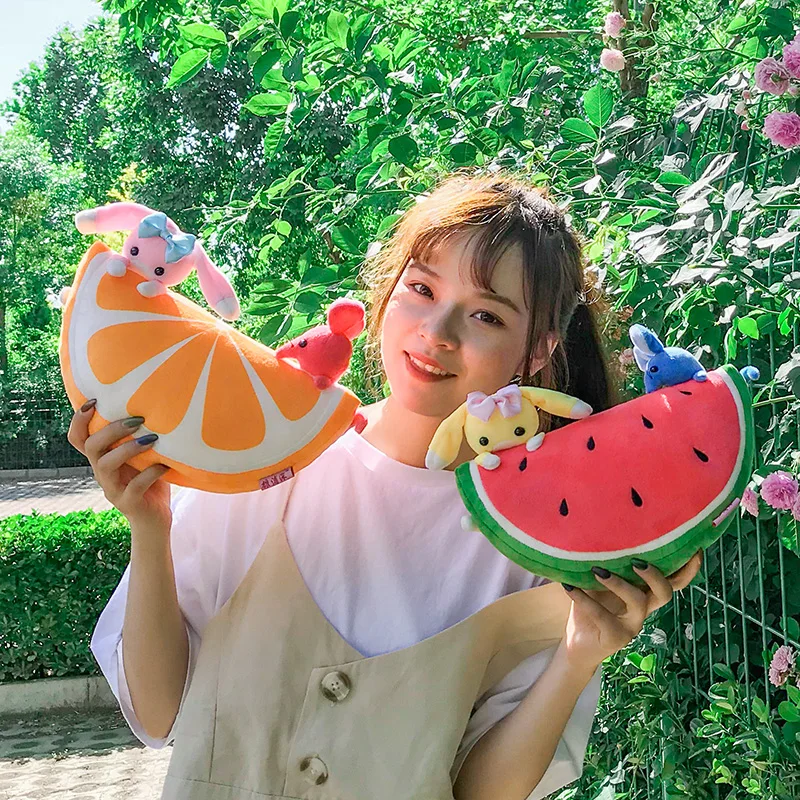 Candice guo! Милая плюшевая игрушка милая собака с бантом мышь Полукруглая арбуз