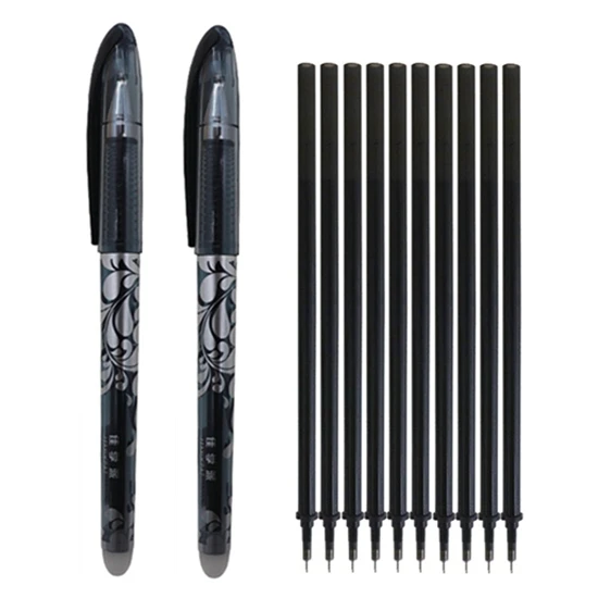 12 pcs black D 12 шт./лот, набор стираемых гелевых ручек 0,5 мм, Волшебная моющаяся ручка, стираемая ручка, стержень, школьные канцелярские принадлежности, инструменты для письма, подарки - Цвет: 12 pcs black D