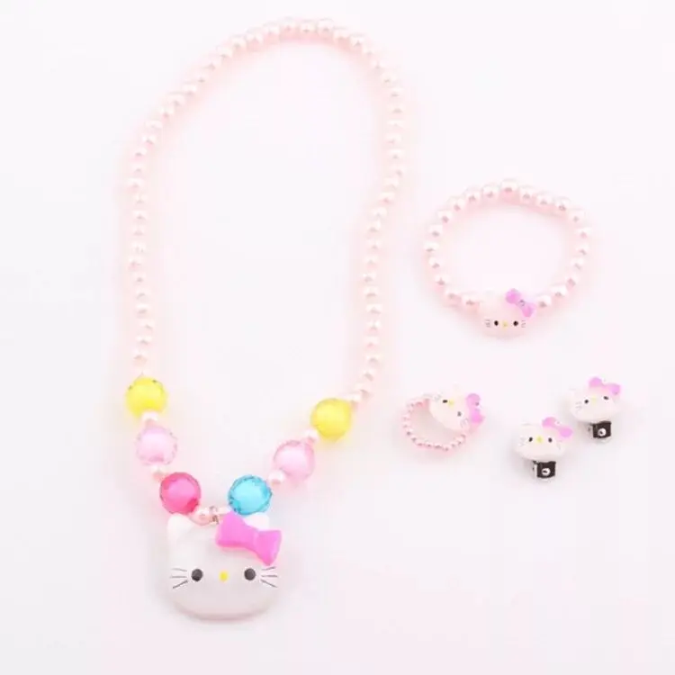 4 шт./компл. бусины принцессы с имитацией жемчуга кошка милое ожерелье браслеты