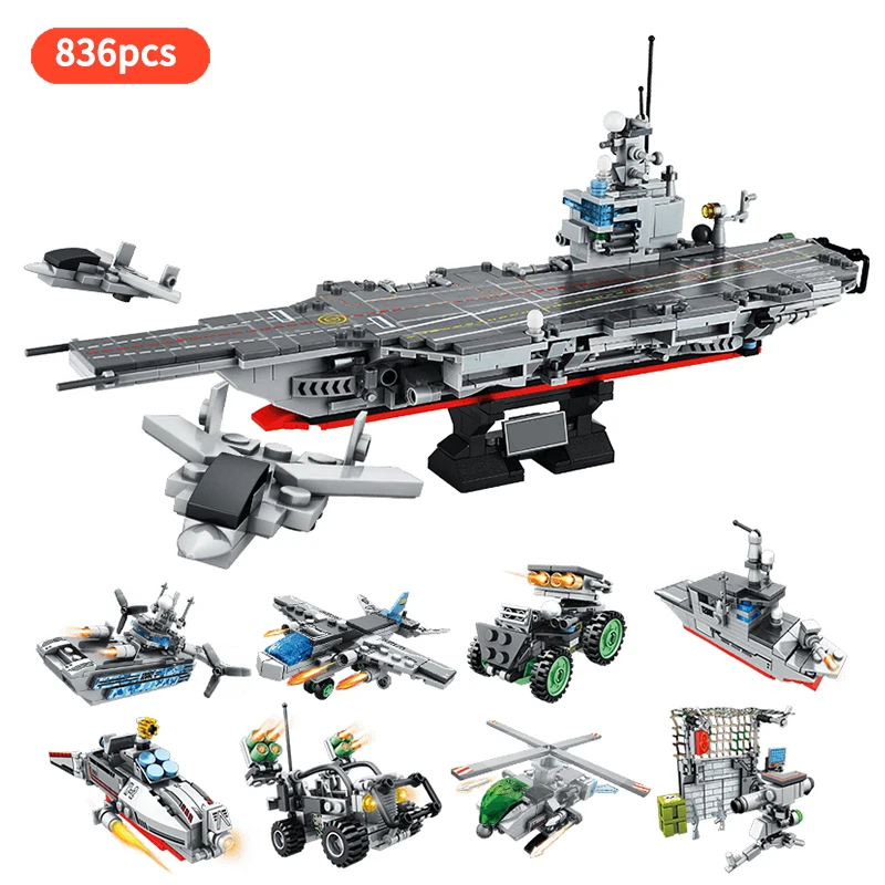 Военная серия самолет военный корабль вертолет 8 в 1 33 стиля армейские