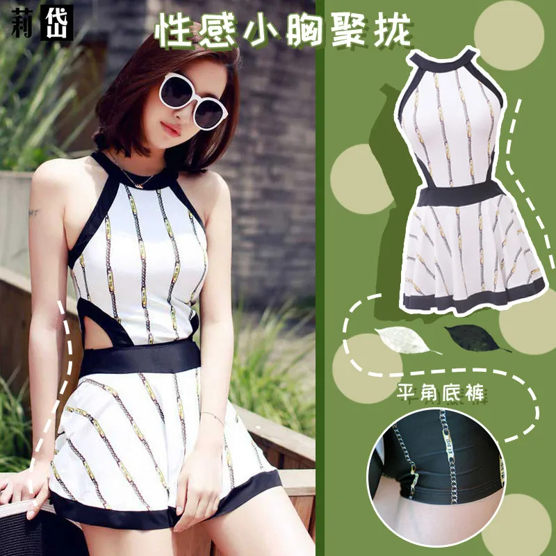 Swimwear Bathing Suit Women's Dress Slimming Belly Covering Sexy Small Bust Gathering Boxer Immortal Bubble Hot Spring