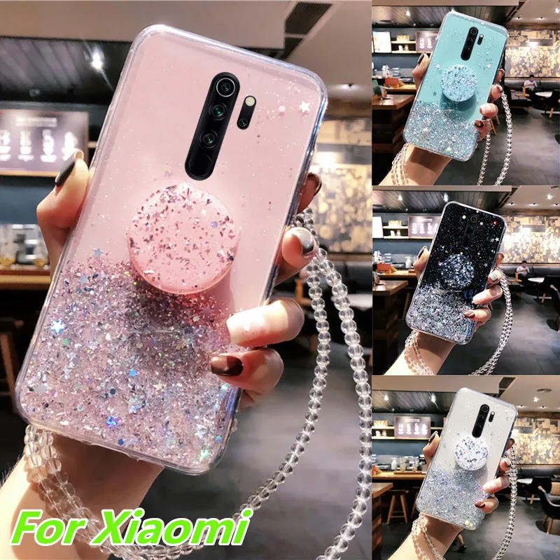 Для Redmi Note 8 Pro Чехол для Xiaomi 7 8T 7A 8A K20 K30 чехол сверкающий с блестками Mi 10 CC9 PRo 9T 9 SE A3
