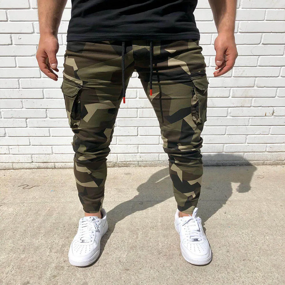 

2021 Camo Cargo Pants Men Tracksuit Pockets Jogging Pants Men Slim Sweatpants Fitness Fashion Sportswear Homme Streetwear