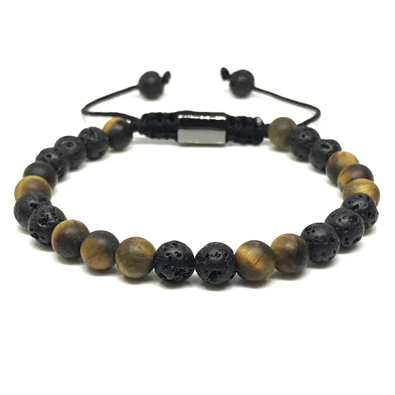 Новое поступление мужской браслет IRBACOO лавовый камень матовый тигровый глаз
