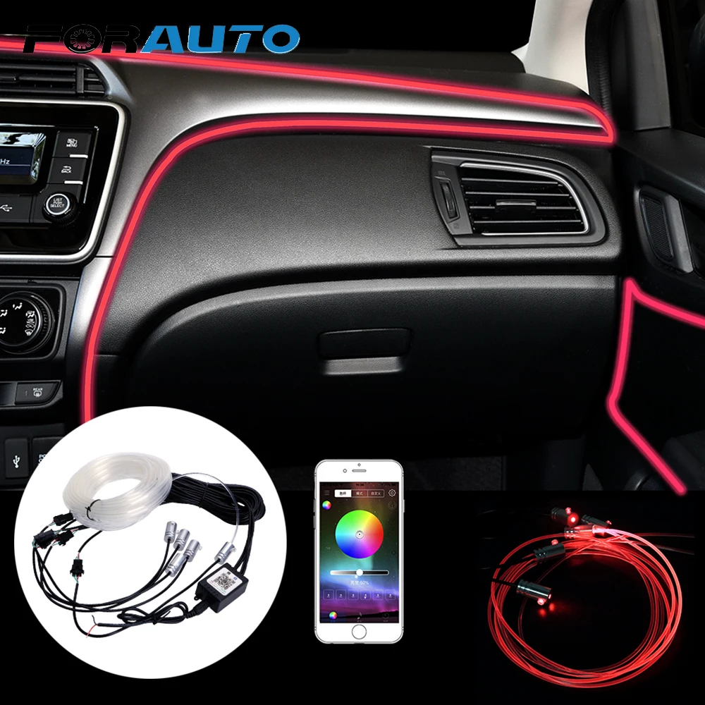 FORAUTO 6-метровый волоконно-оптический автомобиля RGB Атмосфера лампы для различных