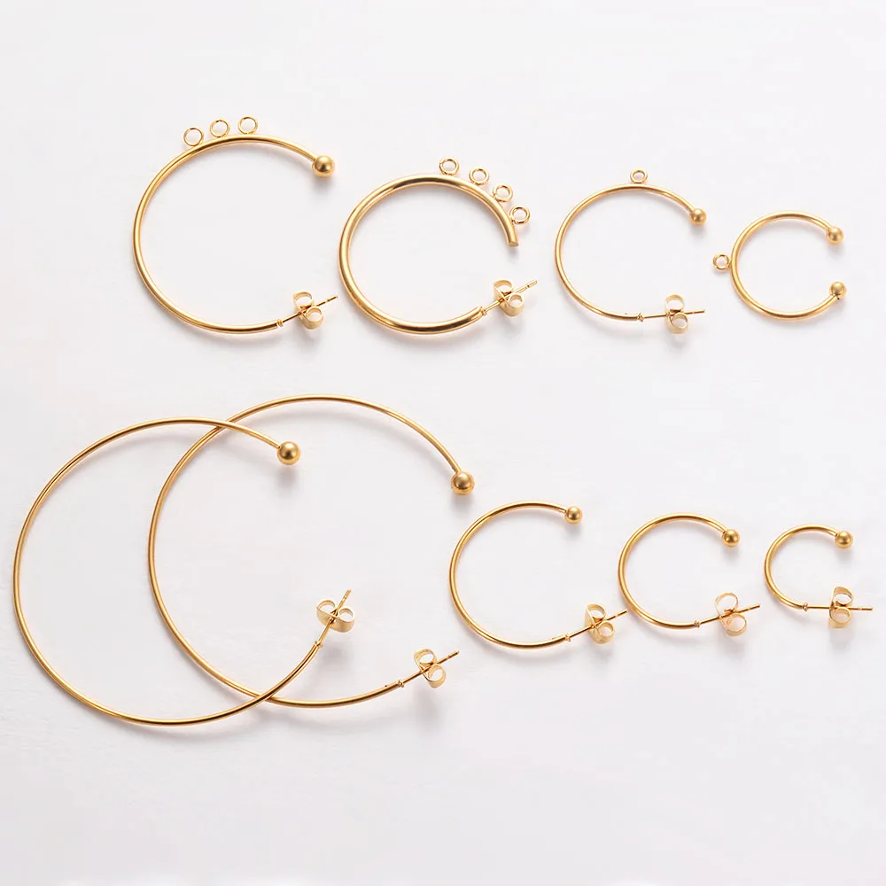 

10Pcs Stainless Steel Big Circle Hoop For Women Hot Sale Earrings Gold Color Round Ear Hoop Earrings Engagement Jewelry