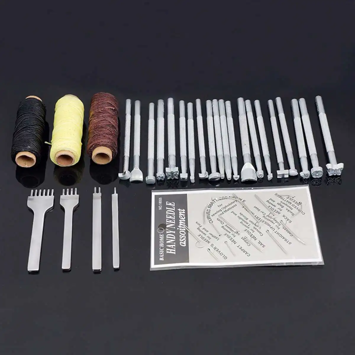 

69PCS Leather Craft Tools Kit Hand DIY Sewing Stitching Punch Carving Work Saddle Leathercraft for Leather Working