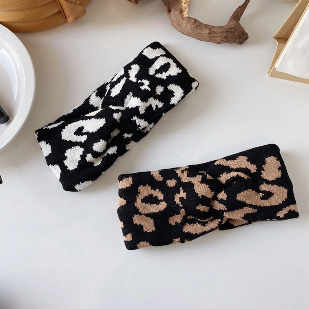 

Korean Style Letters Print Crossing Hair Bands Autumn Winter Knitted Headbands Adult Spandex Bandage Headwear Accessories