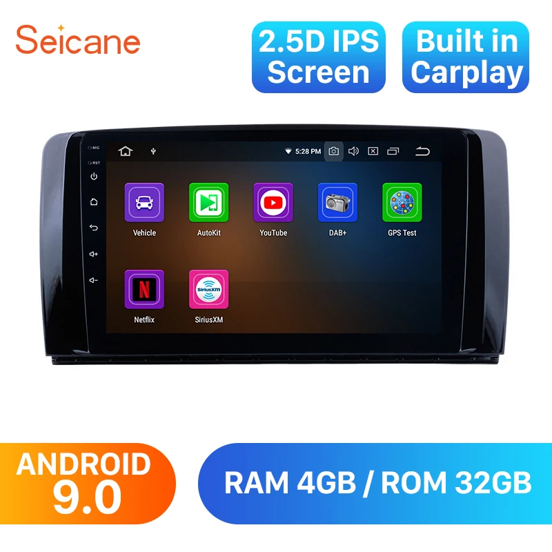 Seicane автомобиля Navi " Android9.0 gps ips стерео для Mercedes Benz R класса W251 R280 R300 R320 R350 R63 2006-2013 мультимедиа плеер