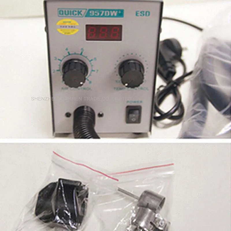 957DW + светодиодный дисплей Регулируемый тепловой фен с винтовым ветром 580 Вт SMD