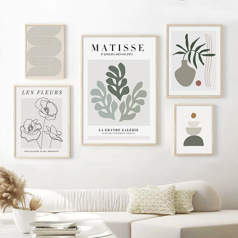 

Matisse Flower Leaves Line Wall Art Abstract Canvas Painting Nordic Posters And Prints Wall Pictures For Living Room Home Decor