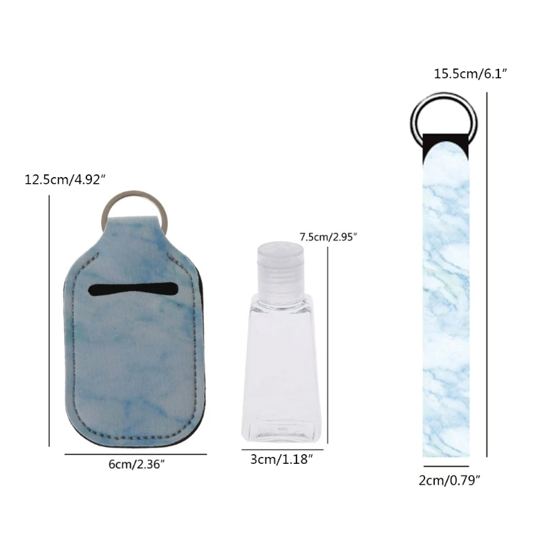 

Portable 1 oz Refillable Empty Travel Bottles with Wristlet Keychain Holder Set X7JA