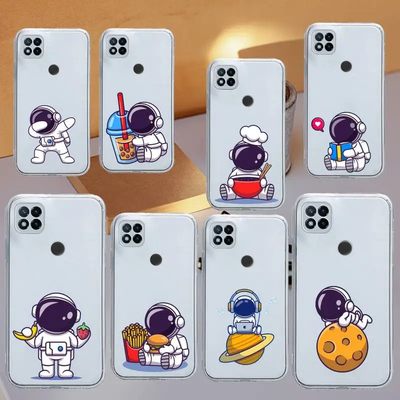 

Cute cartoon astronaut Space Phone Case Transparent for Xiaomi redmi note 8 9 10 11 t lite pro ultra mix 4 k40