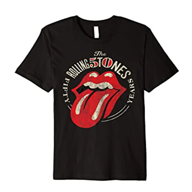 

The Rolling Stones-Men's Short Sleeve T-shirt, Black Shirt, Big Metal Rock, 1978 Touring Hip Hop Sports Plus Size Short Sleeve