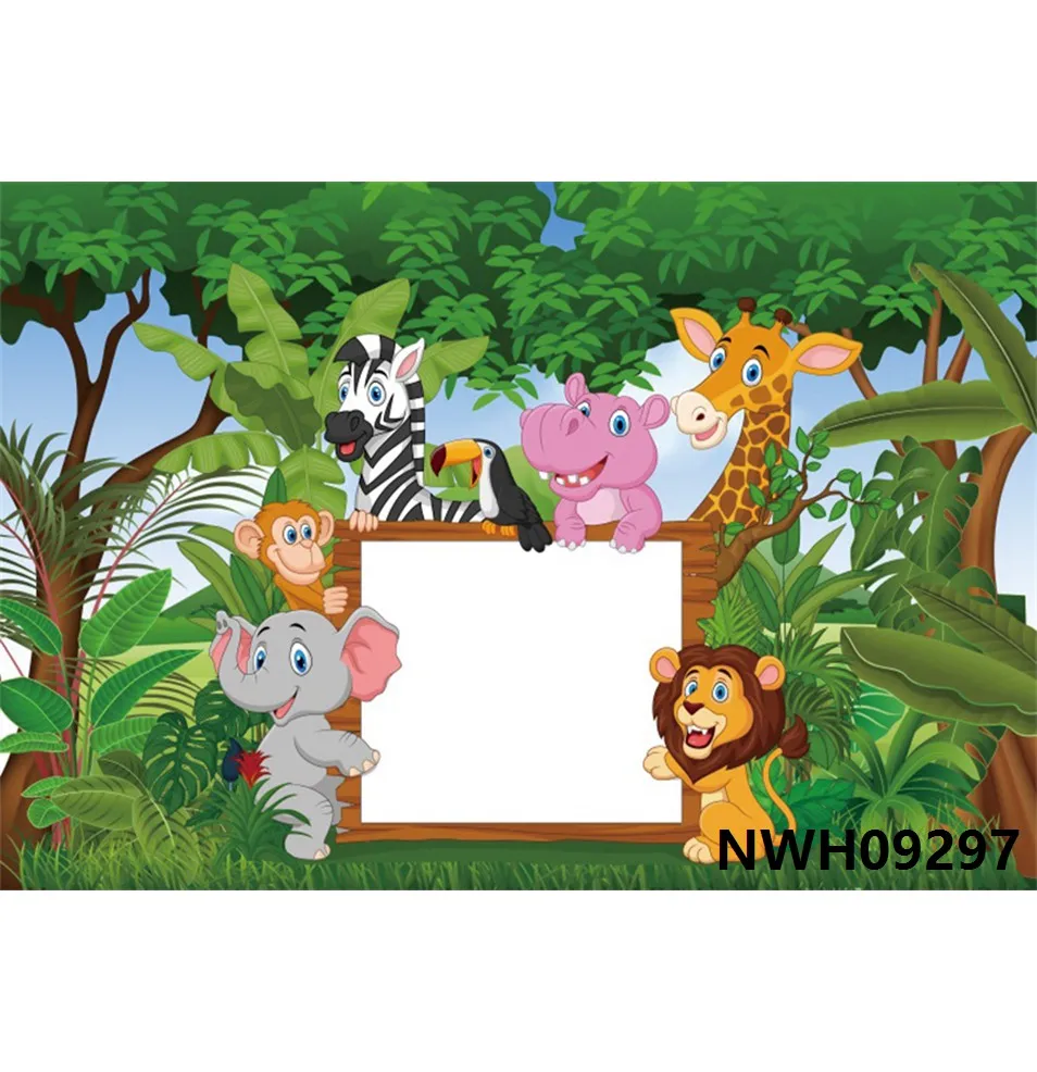 

Nitree тропические джунгли лес дикие животные Фотообои Новорожденный ребенок первый день рождения фон виниловый Фотография фон 8