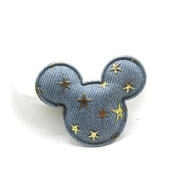 Mickey-gray 12 шт. блестящая джинсовая Звезда Сердце в форме Микки палочка мягкие аппликации для детский зажим для волос шляпа Декор Орнамент и аксессуары для одежды - Цвет: Mickey-gray