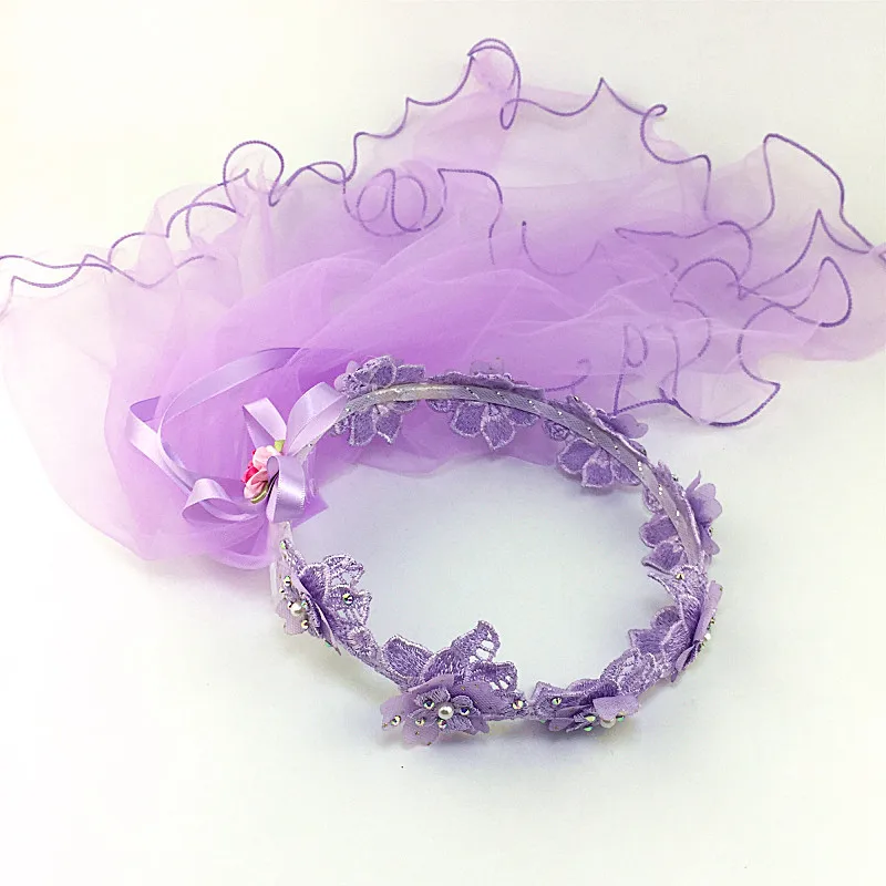 Детский двухслойный тюлевый венок для невесты повязка на голову маленькой