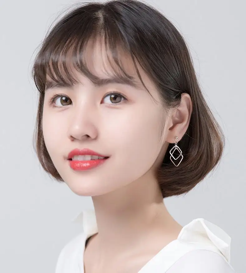 

Geometric Silver Earrings 100% 925 Sterling Silver Drop Earrings Silver Jewelry