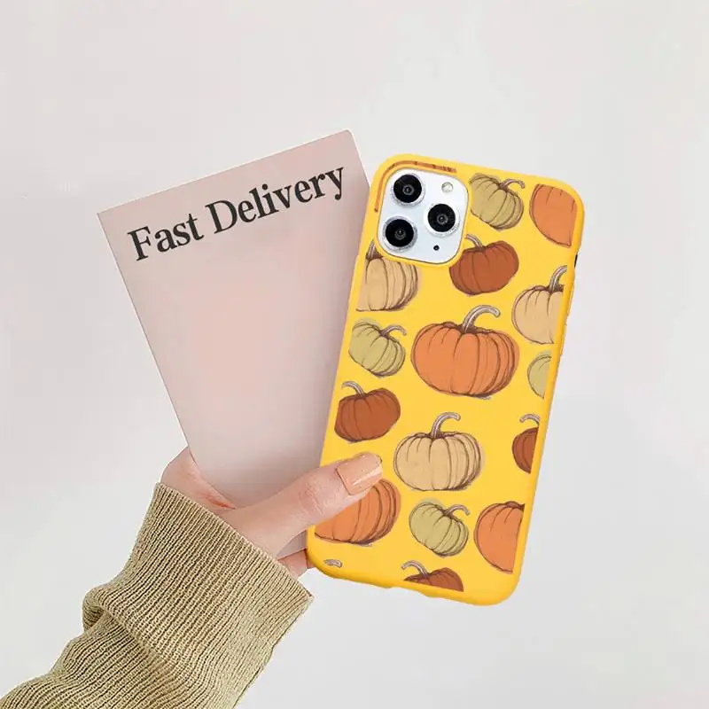 

Orange pumpkin autumn food Phone Case Candy Color for iPhone 6 7 8 11 12 s mini pro X XS XR MAX Plus