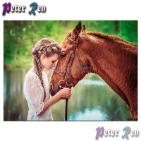 5d painting cross stitch beautiful girl and horse diy full squareround embroidery rhinestone handmade home decorative gifts