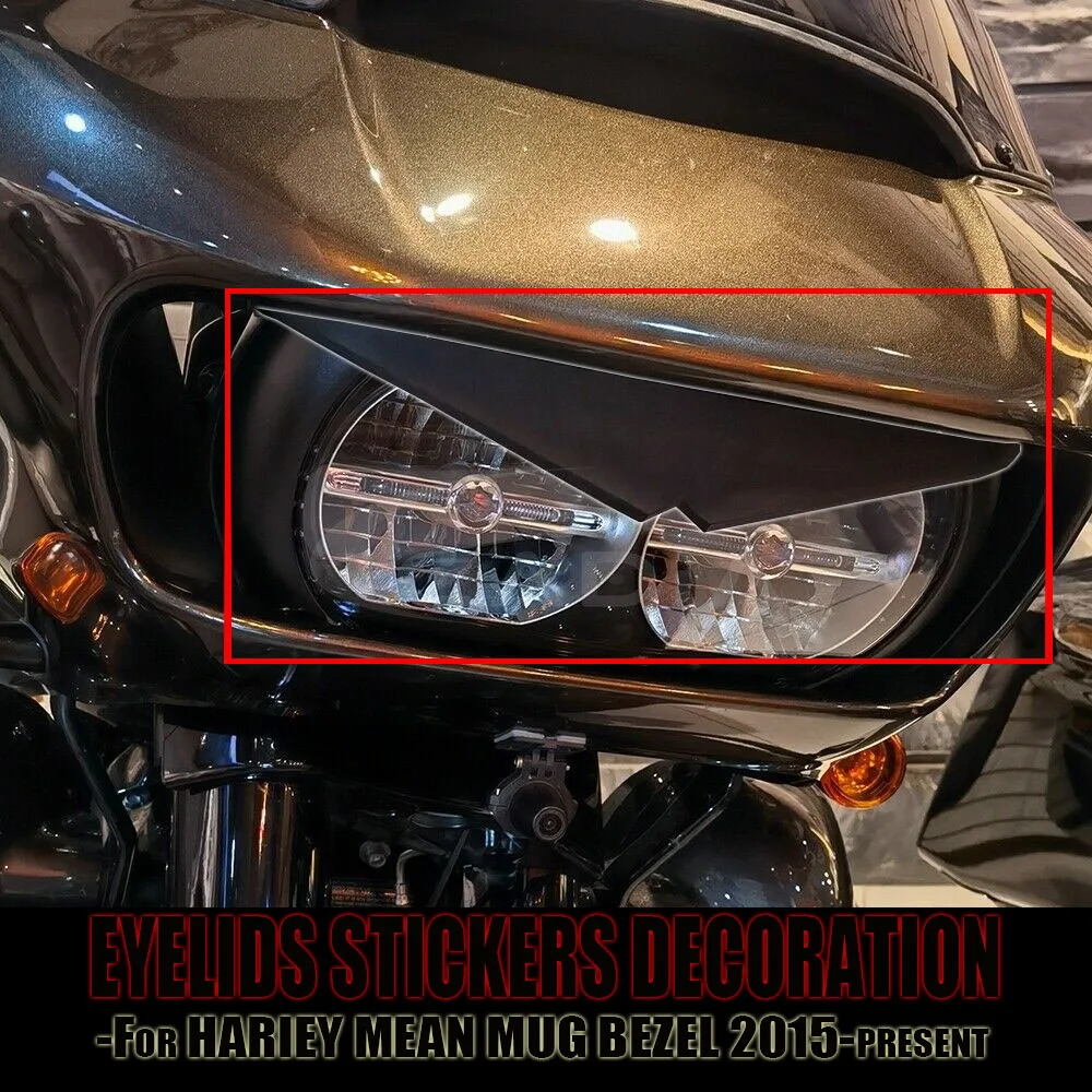 

Headlamp Eyebrows Eyelids Stickers Decoration Headlight Upper Tip Trim Cover Visor Accent For Road Glide FLTRU Models New